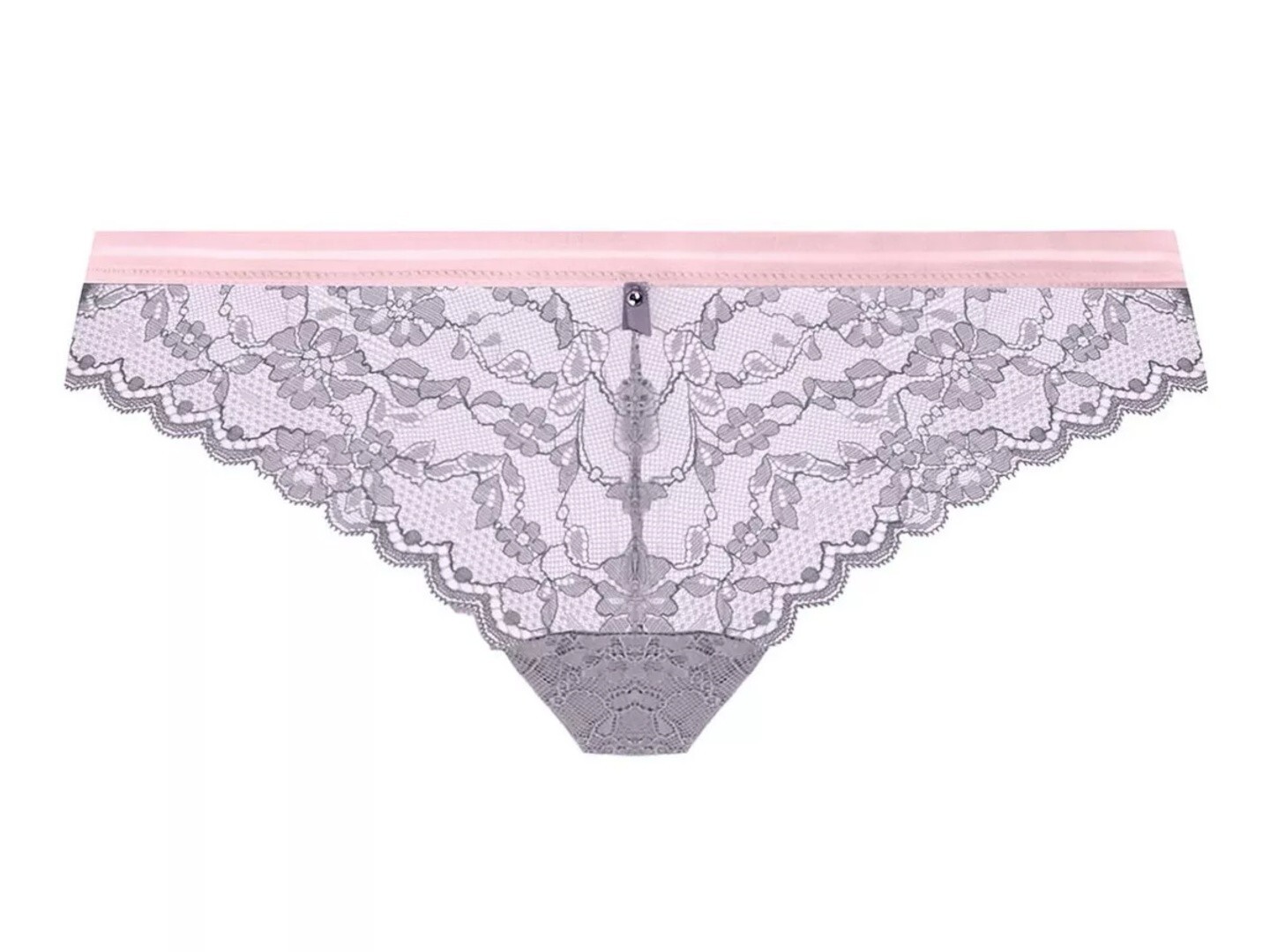 Freya Offbeat Brazilian Brief Size XS 8 10 Grey Pink Lace Knickers Lingerie 5457