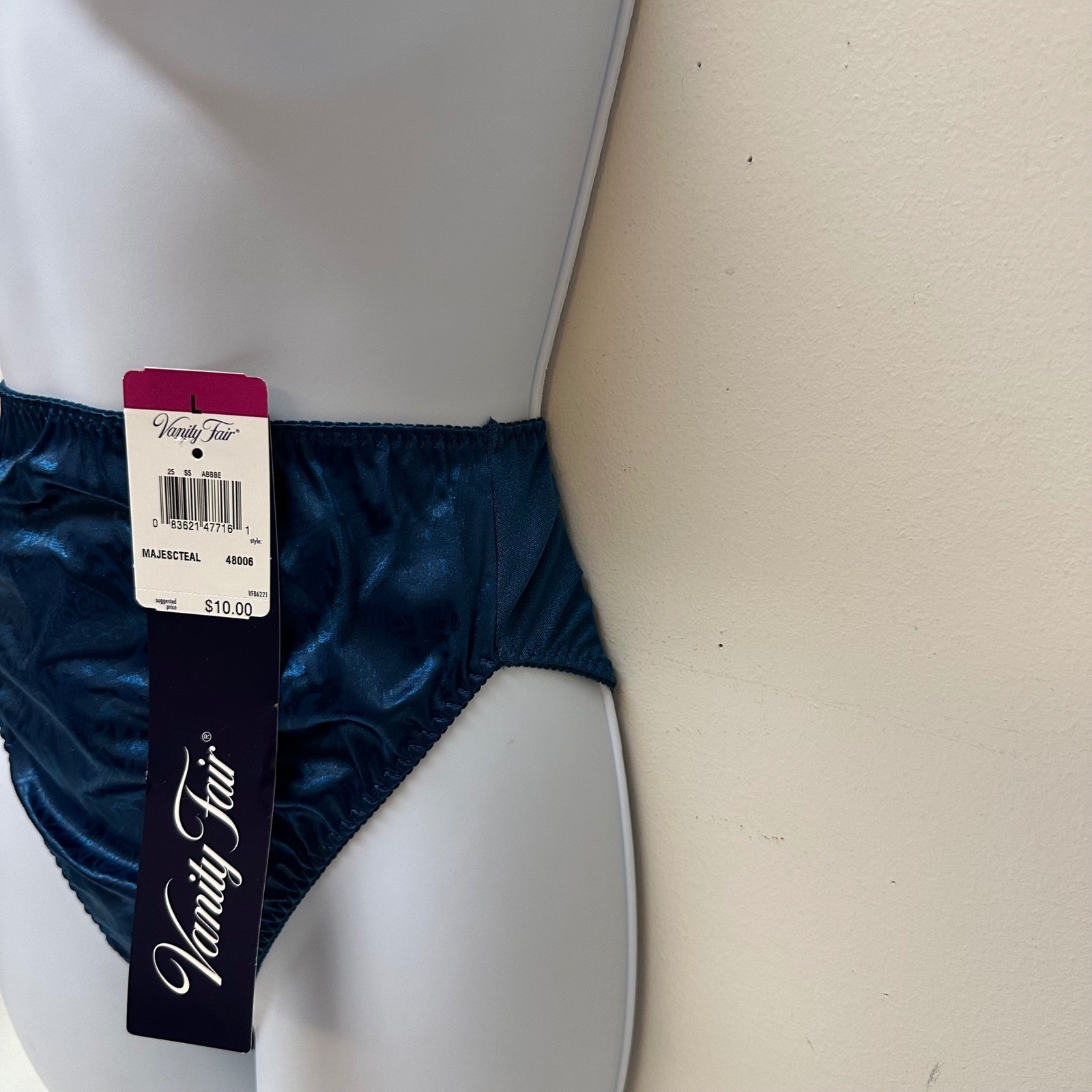 Vanity Fair Majescteal Blue Floral Jacquard High Cut Brief Panties 48006 Large