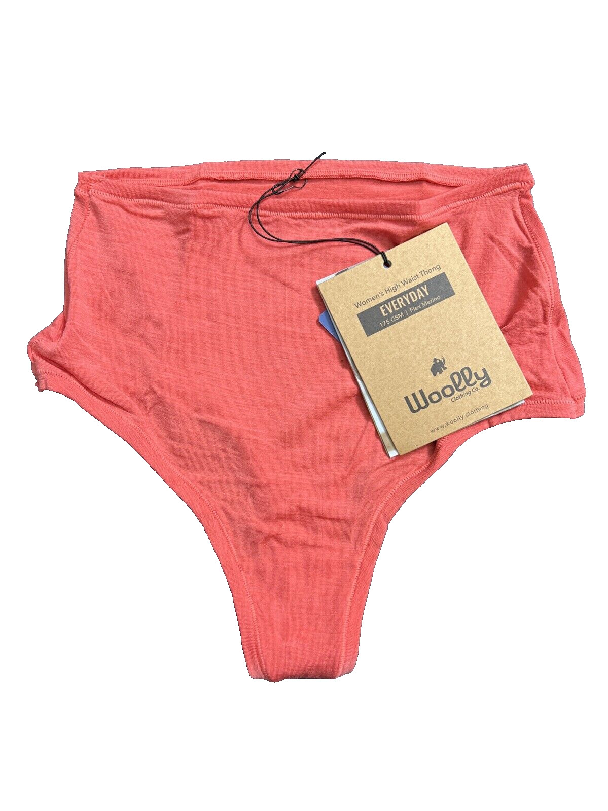Woolly Women’s High Waisted Thong, 95% Merino Wool, Rose Pink, LargE