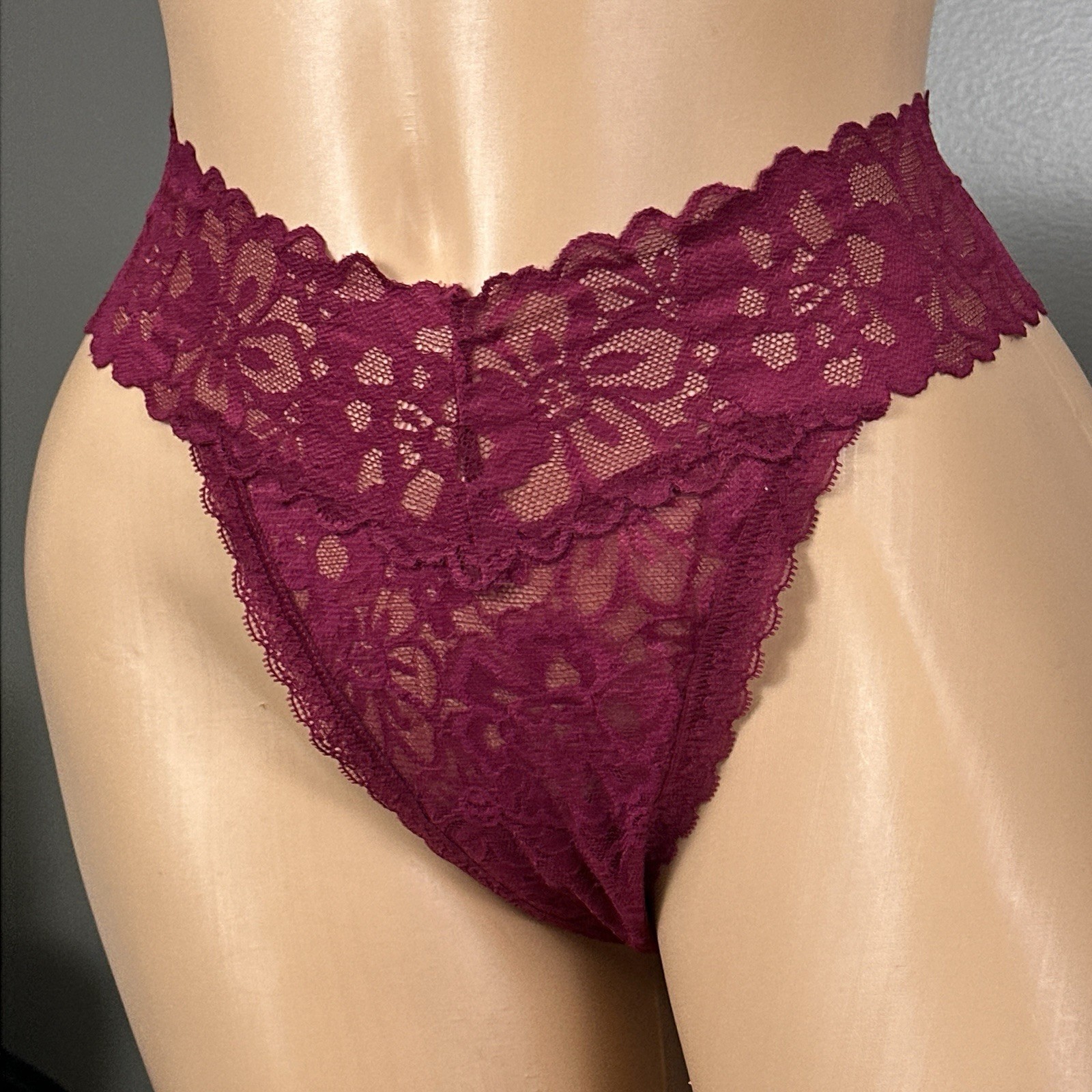 Victoria’s Secret Thong Panty Wide Lace Faux Corset Tie Up Size XL New NWT Pink