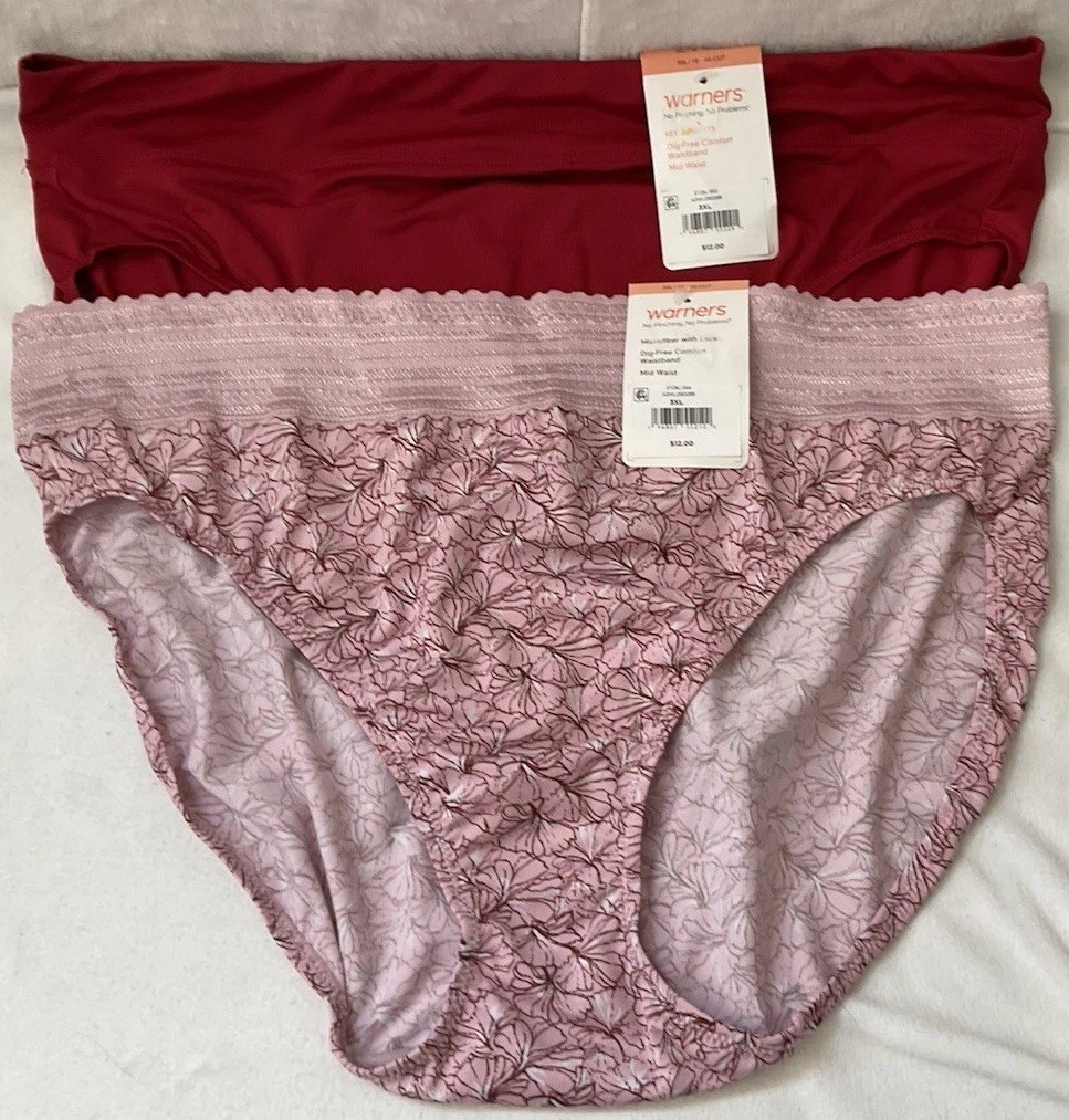 NEW Warners Panty No Pinch No Problems Hi-Cut Brief Panties 2 Pair Size 3XL