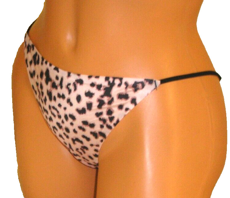 Panties Lingerie Animal Print Brown Black String Thong Large Adult Gift