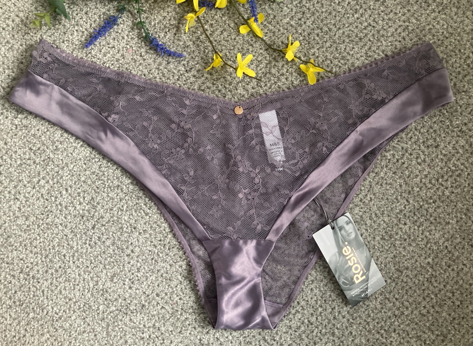 BNWT Rosie @ M&S Ladies Violet Storm Rosa Lace Miami Brazilian Knickers Size 20