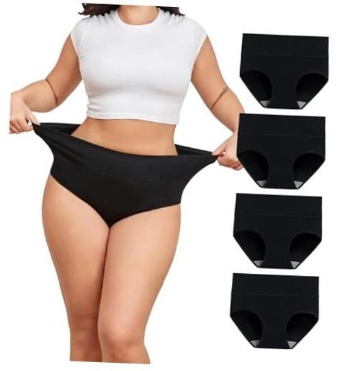 Plus Size Underwear for Women XL-5XL Cotton High Waist XX-Large Plus 4 Balck