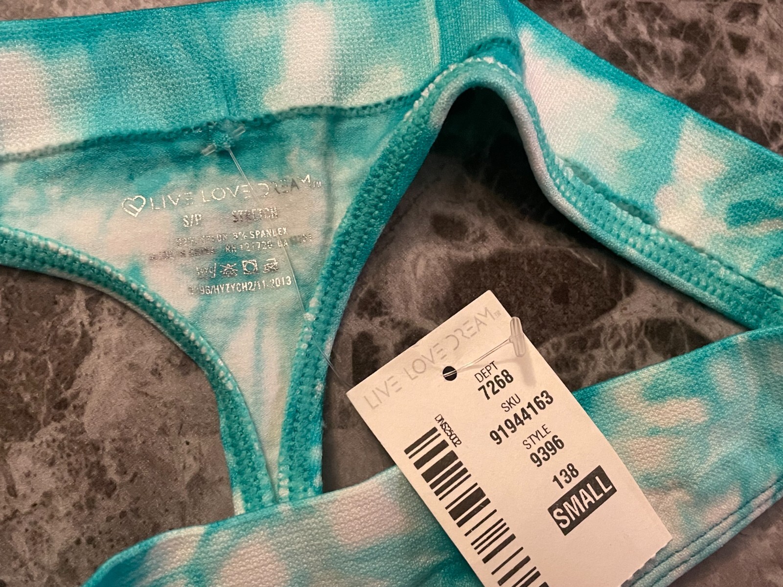 NWT AEROPOSTALE AERO S WHITE TEAL GREEN TIE DYE SEAMLESS RARE THONG PANTIES