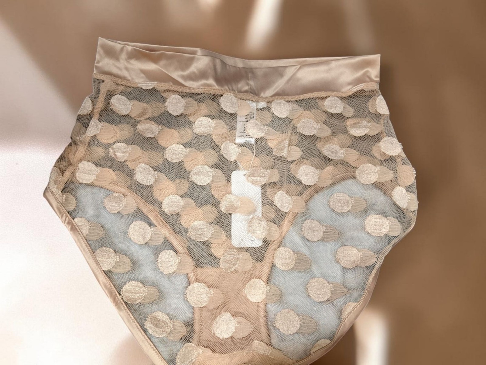 ERES AUTOMNE SATIN TRIMMED POLKA DOT LACE BRIEFS BISCUIT UNDERWEAR SIZE 40 US 8