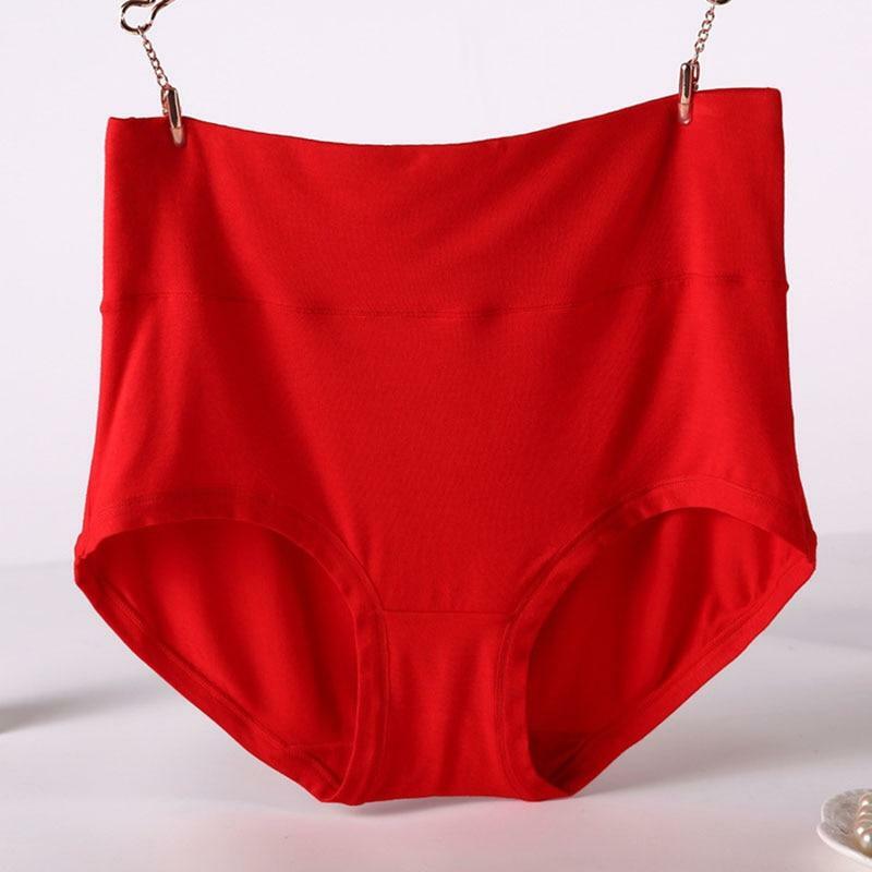 Women Cool Briefs Bamboo Fiber Panties Pure Color Classic High Waist Underwear