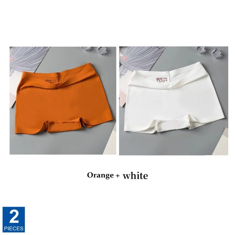 Seamless Silk Boyshorts Soft Solid Color Plus Size Women’s Underwear 2 Pcs