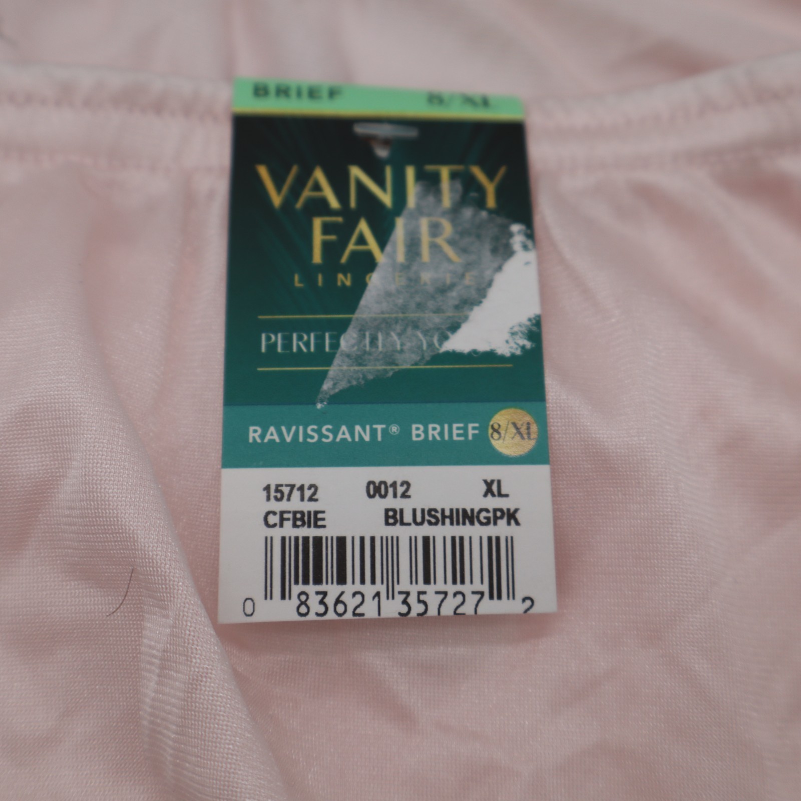 Vanity Fair Perfectly Yours Ravissant Brief Panty Womens 8/XL Blushing Pink