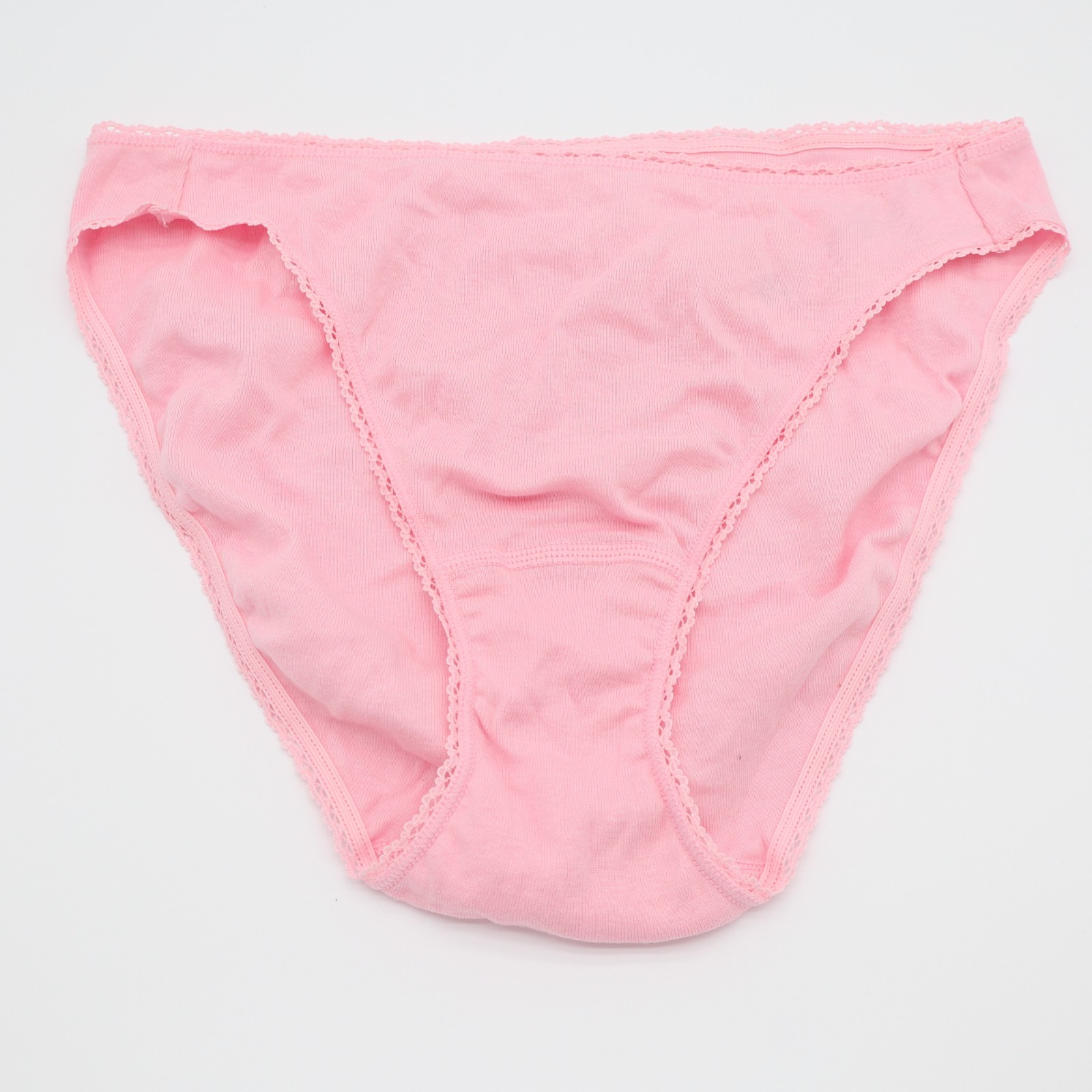 Charter Club Intimates Bikini Underwear Womens L Pink Cotton Lace Trim Stretch
