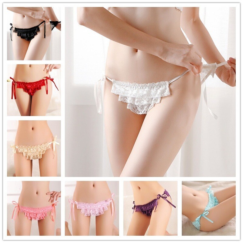 2X Lady Lace Sheer Briefs Knickers Sexy G-strings Underwear Panty Layer Ruffle
