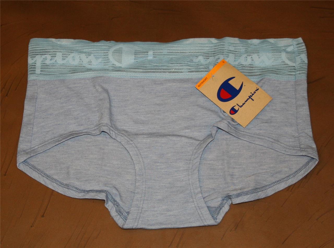 CHAMPION Tencel Lace Boyshort Panties Small Pale Blue Heather Underwear NEW