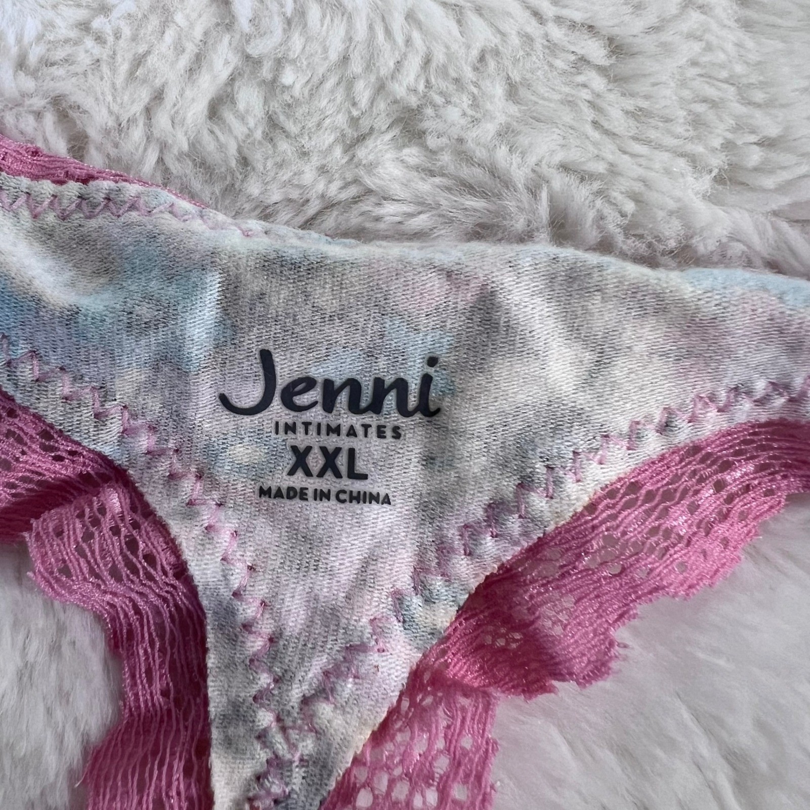 Jenni Intimates XXL Thong Underwear Pink Lace Floral Daisy Garden 100150592 NEW