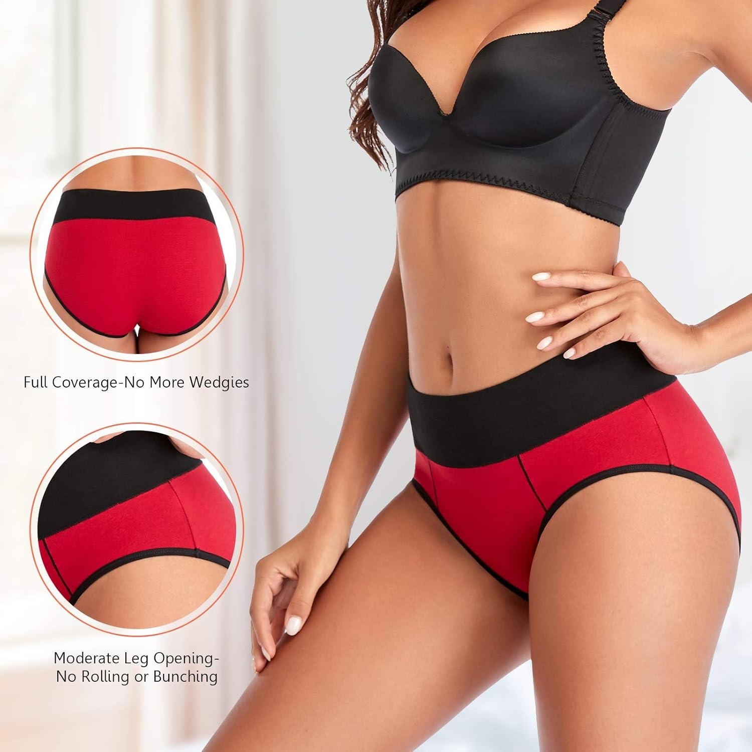 Underwear for Women Cotton High Waist Panties Full Coverage Briefs Soft Strec…