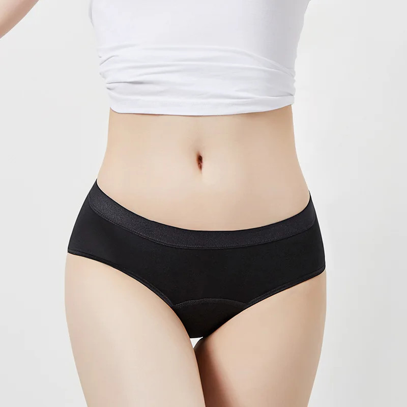 3pc Women Menstrual Briefs Bamboo Cotton Absorbent Leakproof Period Panties