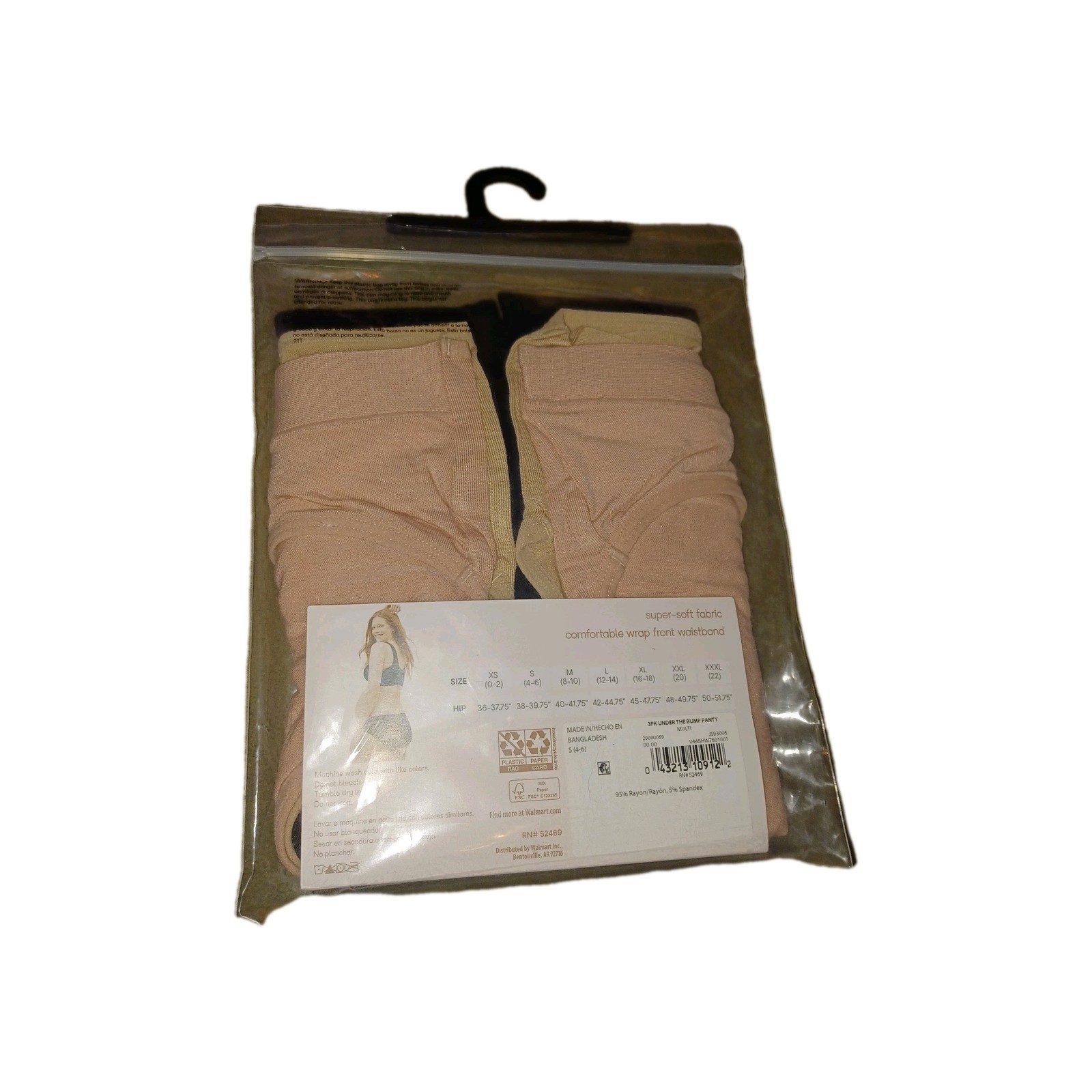 Joyspun Maternity 3 Pairs S 4-6 Panty Under Belly Comfort Waist Beige Black (ZB)