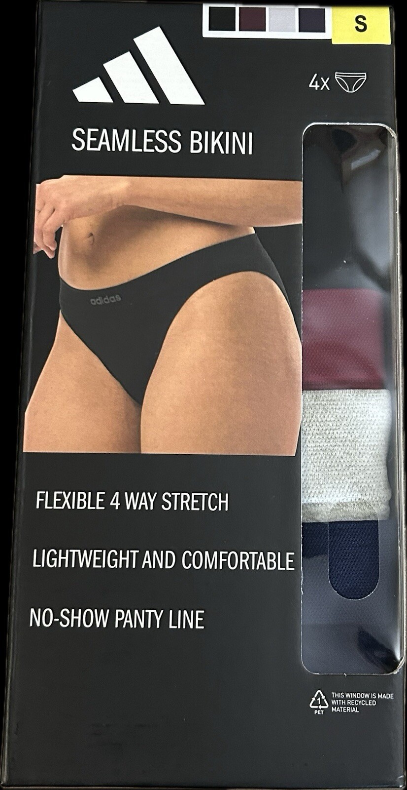 adidas womens Seamless Bikini Underwear 4-pack | MultiColor | X-Large