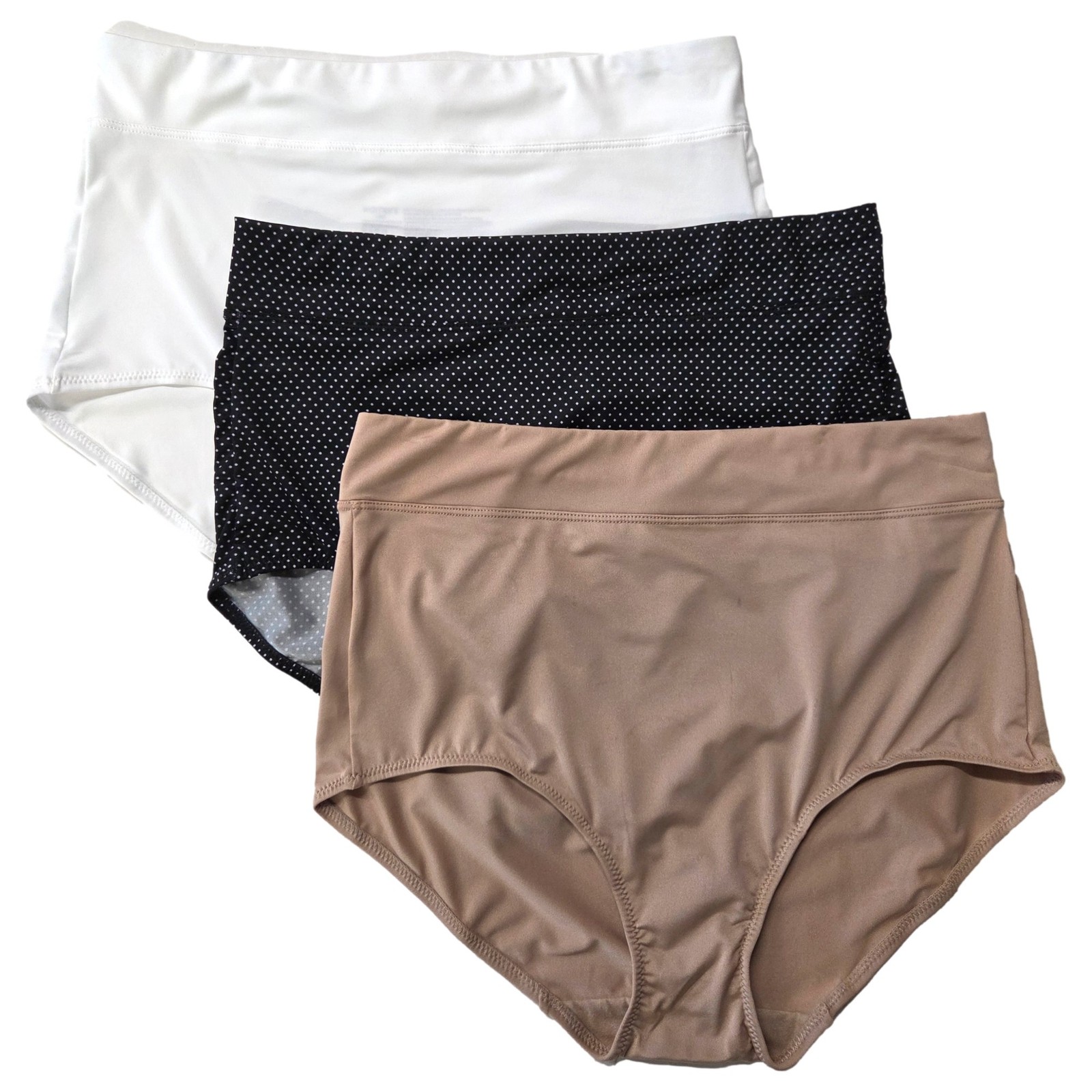Warners Womens 3pc Microfiber Dig Free Comfort Waist Brief Panty Set Dot