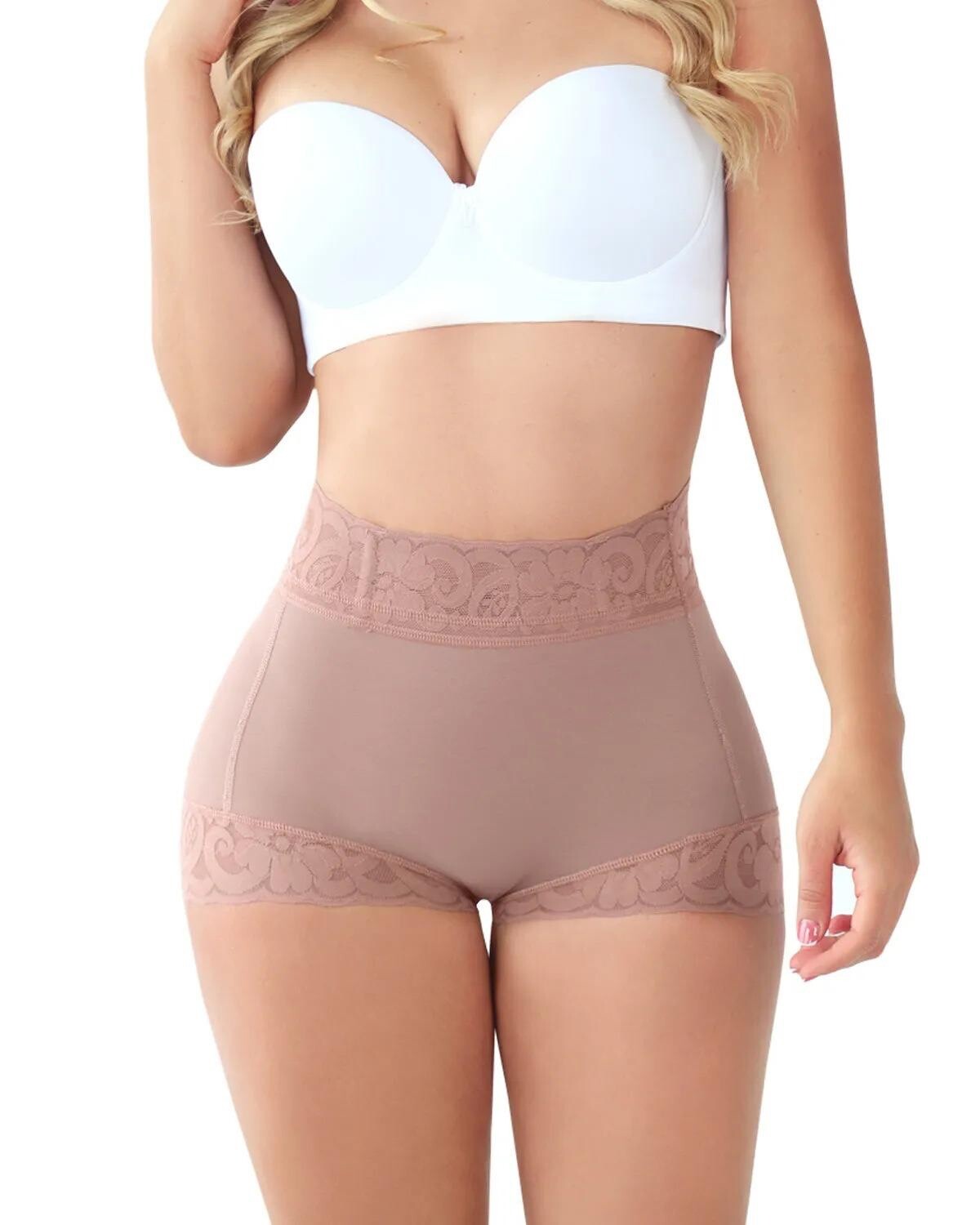 High Waist Lace Seamless Butt Lifting Padded Boyshort Shapewear for Women