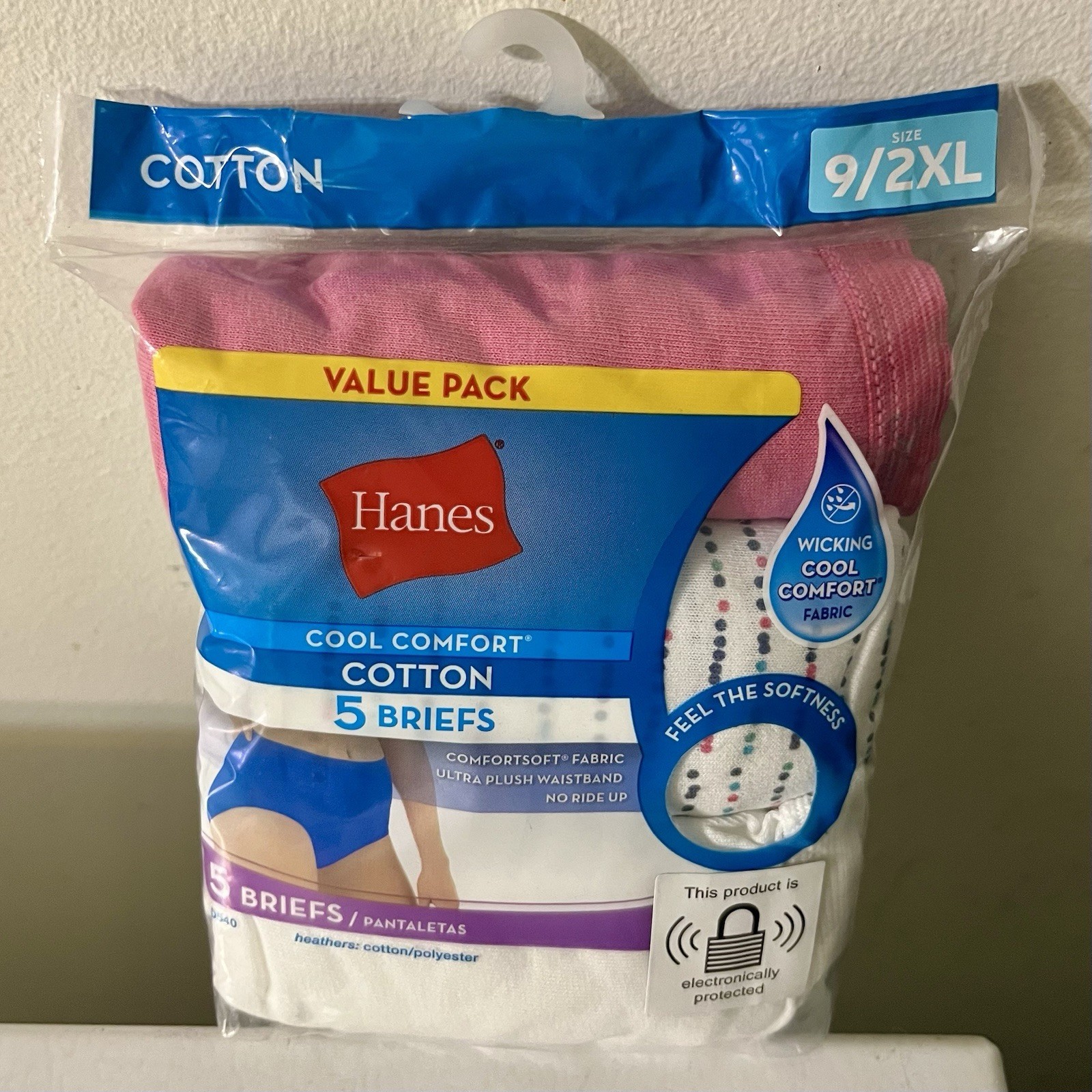 2 Pack / 10 Pair Hanes Cool Comfort Womens Briefs Size 9 / 2XL Multicolor