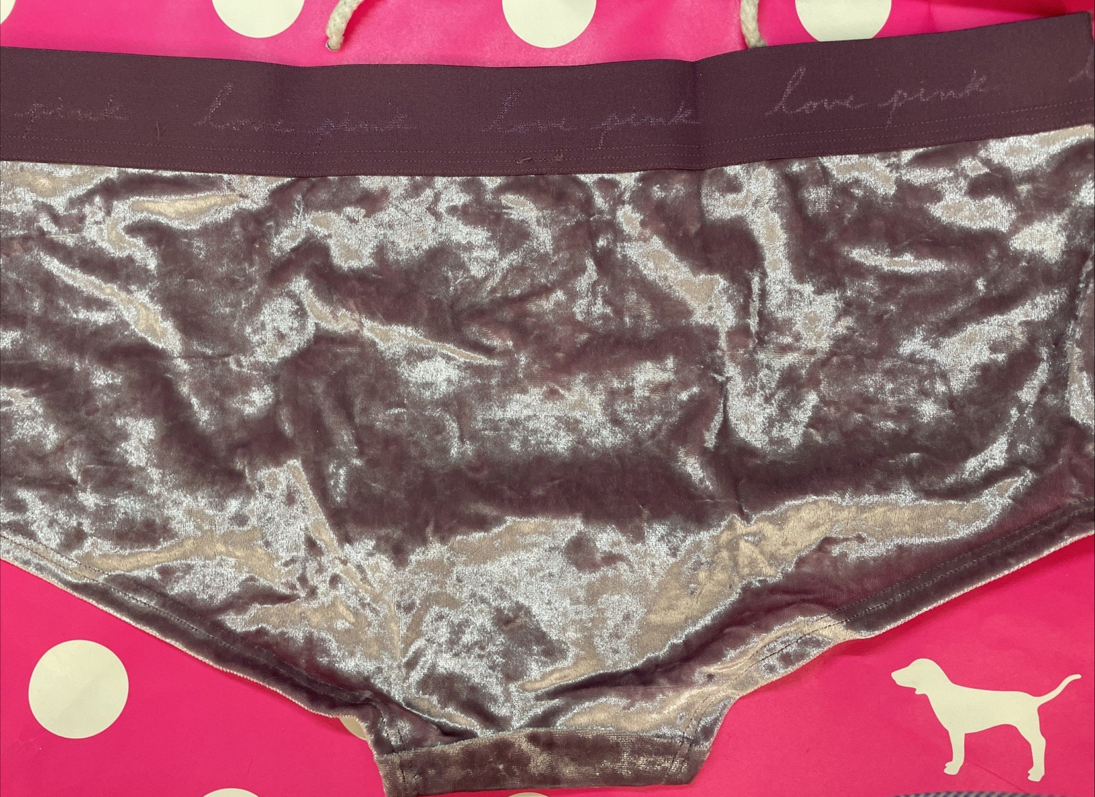 2021 Victoria’s Secret L Wide Band Velvet Velour Boyshort Panties NEW Purple