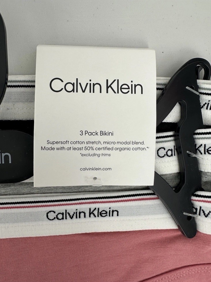 Calvin Klein Bikini 3 Pack Underwear Women’s S Solid Pink Grey Black White Waist