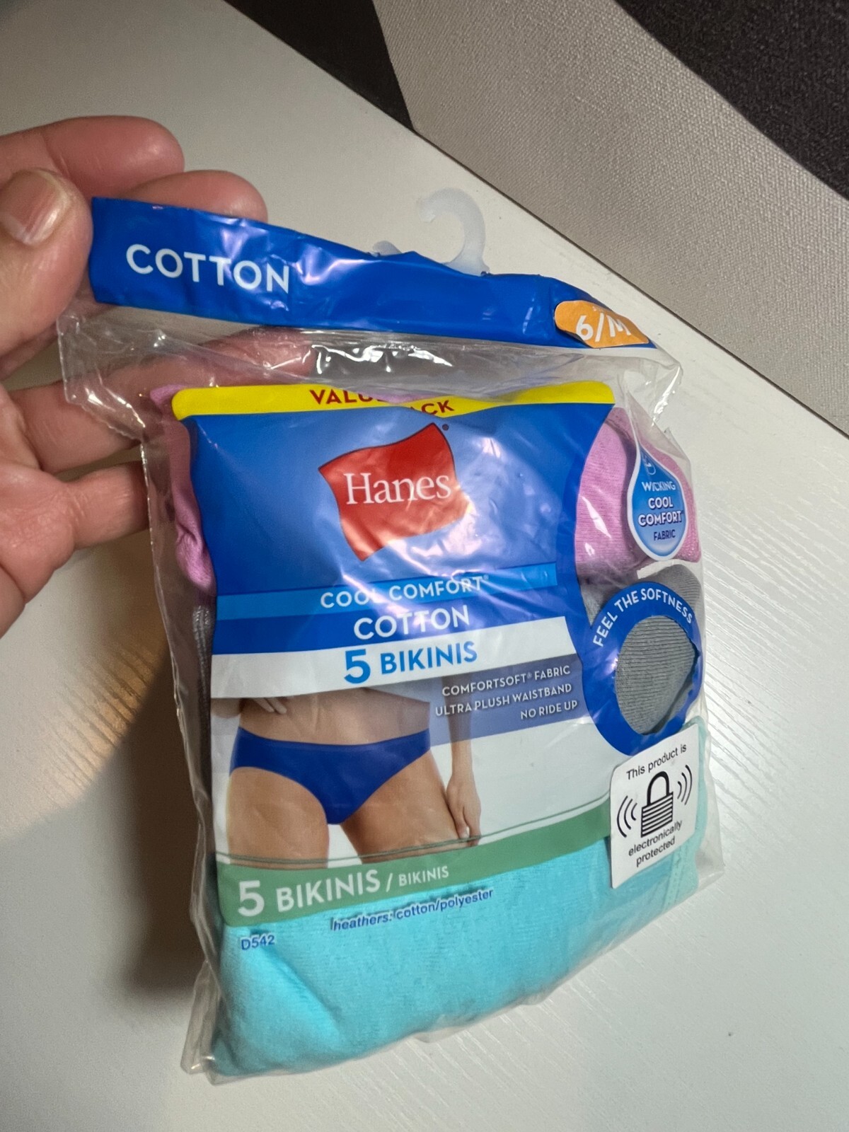2 Pkgs (10ct) Hanes Womens Cool Comfort Cotton Bikinis, Assorted Size 6/M