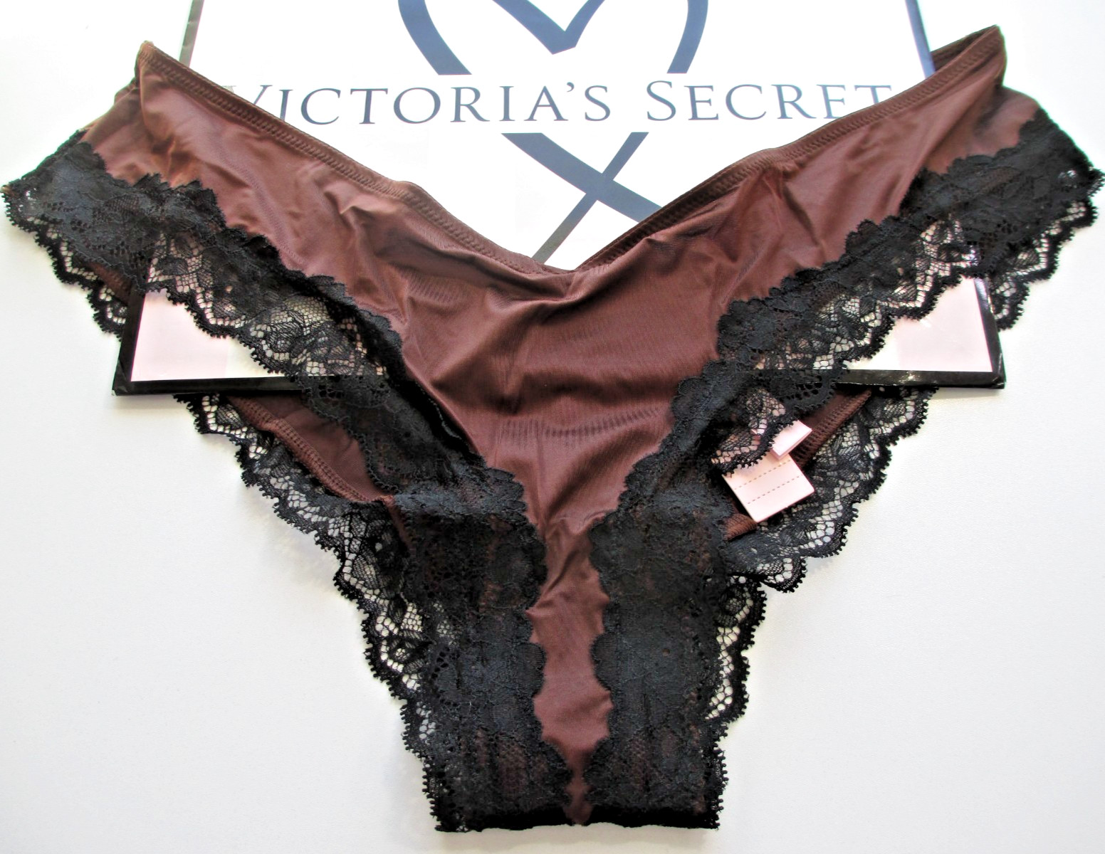 VICTORIA’S SECRET VERY SEXY High Leg Cheeky Panty VS Brown & Black Lace S M L XL