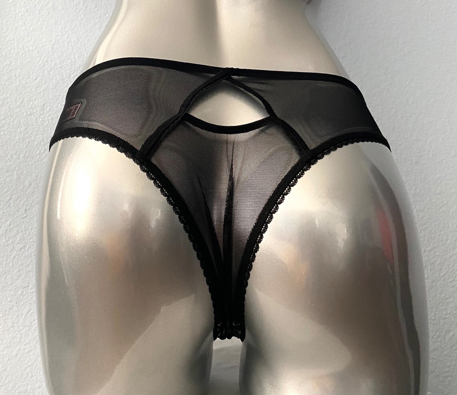 Victoria’s Secret Dream Angels Flocked Dot Sexy Cut Out Tanga Cheeky Panty S XL