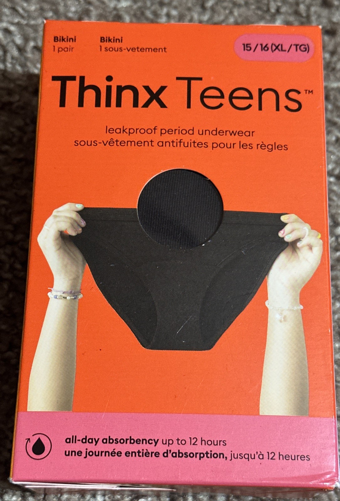 THINX TEENS LEAK PROOF PERIOD PROOF BIKINI UNDER WEAR BLACK NIB SZ13/14 (L/G)