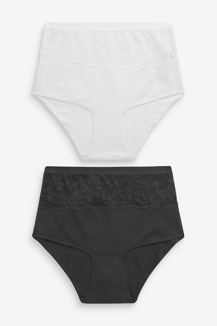 NEXT Black & White Tummy Control Shaping High Waist Knickers 2 Pack, Sz L