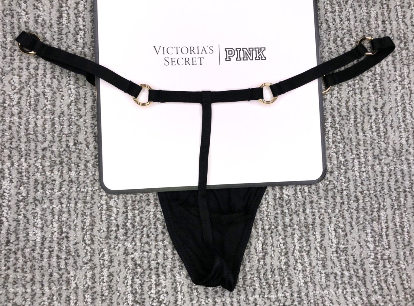Victoria’s Secret Very Sexy NWT Ring Hardware V String Panty XXL Black
