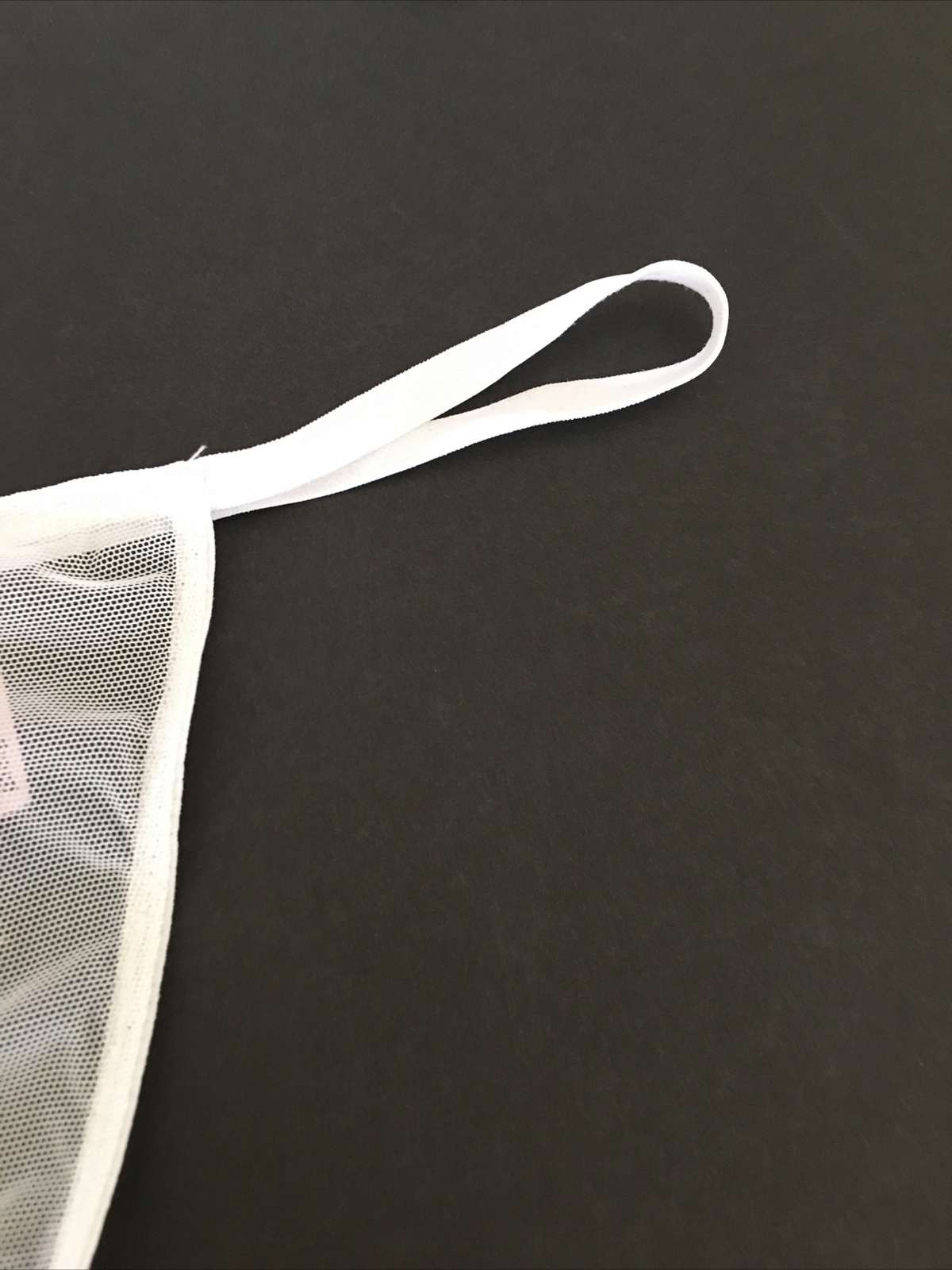 Victorias Secret White Mesh Front V-String Thong Panties Size XL Sheer Bow Back