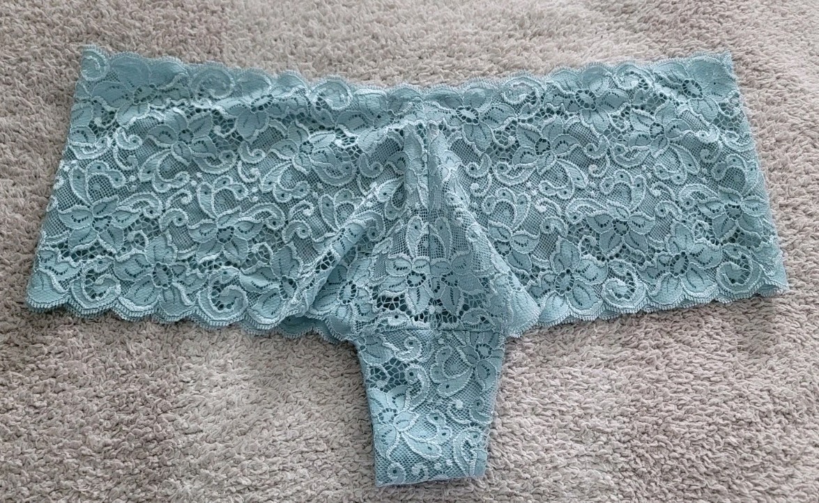 Hanro Luxury Moments Lace Boyleg Boyshort Panty Tourmaline Blue Sz Large
