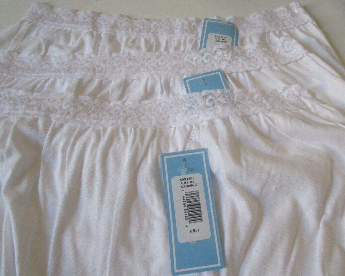 3 Dixie Belle Cotton Briefs with lace waistband White Size 9 Style 442