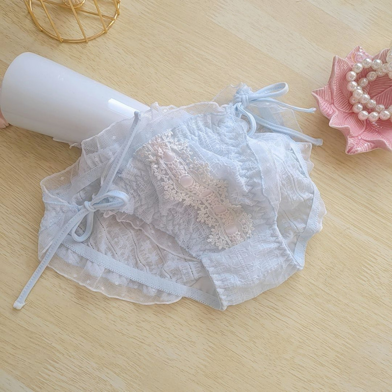 Japanese Women’s Briefs Lace Ruffled Edges Princess Girl Sweet Lace Up Underwear