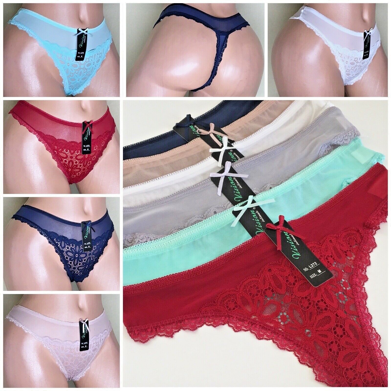 WOMEN’S Thong Tangas Undies PANTIES lace sexy 6 or12 UNDERWEAR STRAPPY 272 S-XL