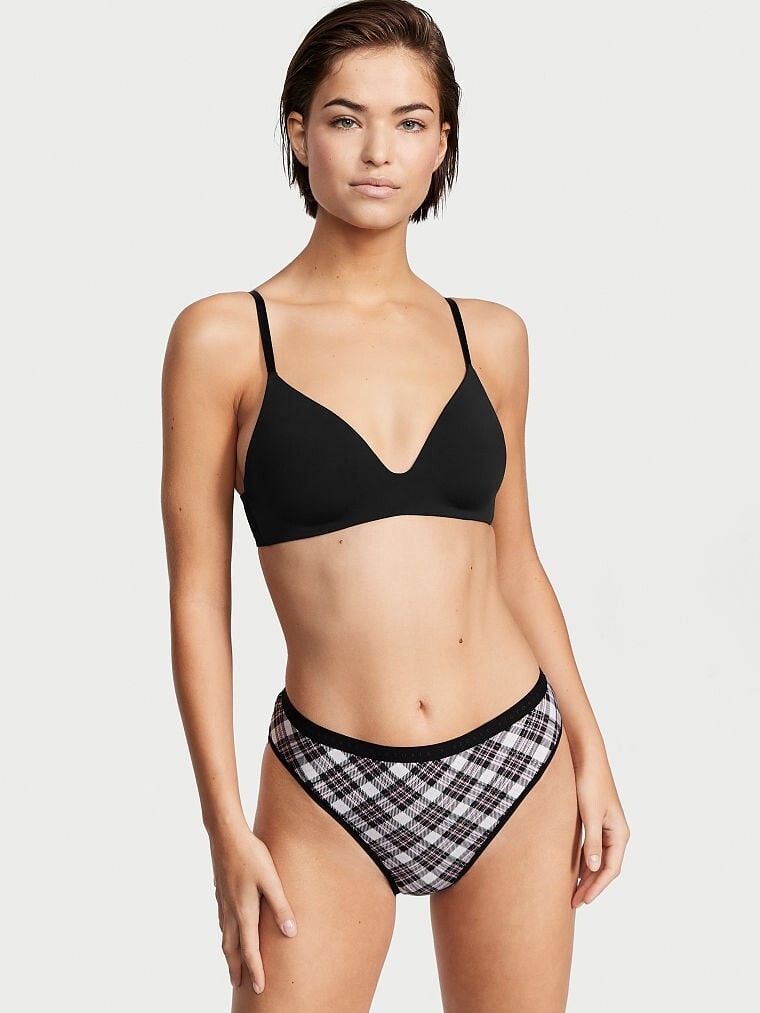 XXL Black White Pink SHINE Plaid Victorias Secret High Leg Waist Brief Pantie