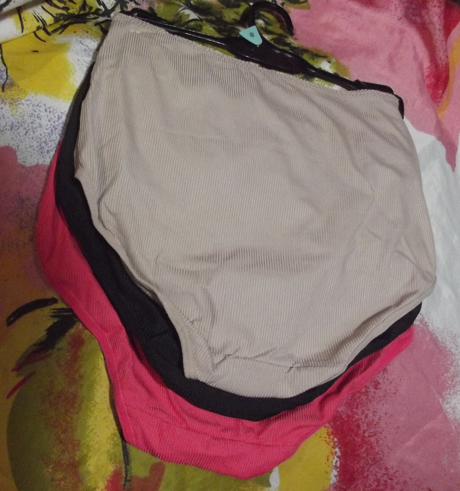 3 PRIMA VALENTINA 871398 CO/BK/BG MICROFIBER LACE TRIM RIBBED BRIEF PANTIES S