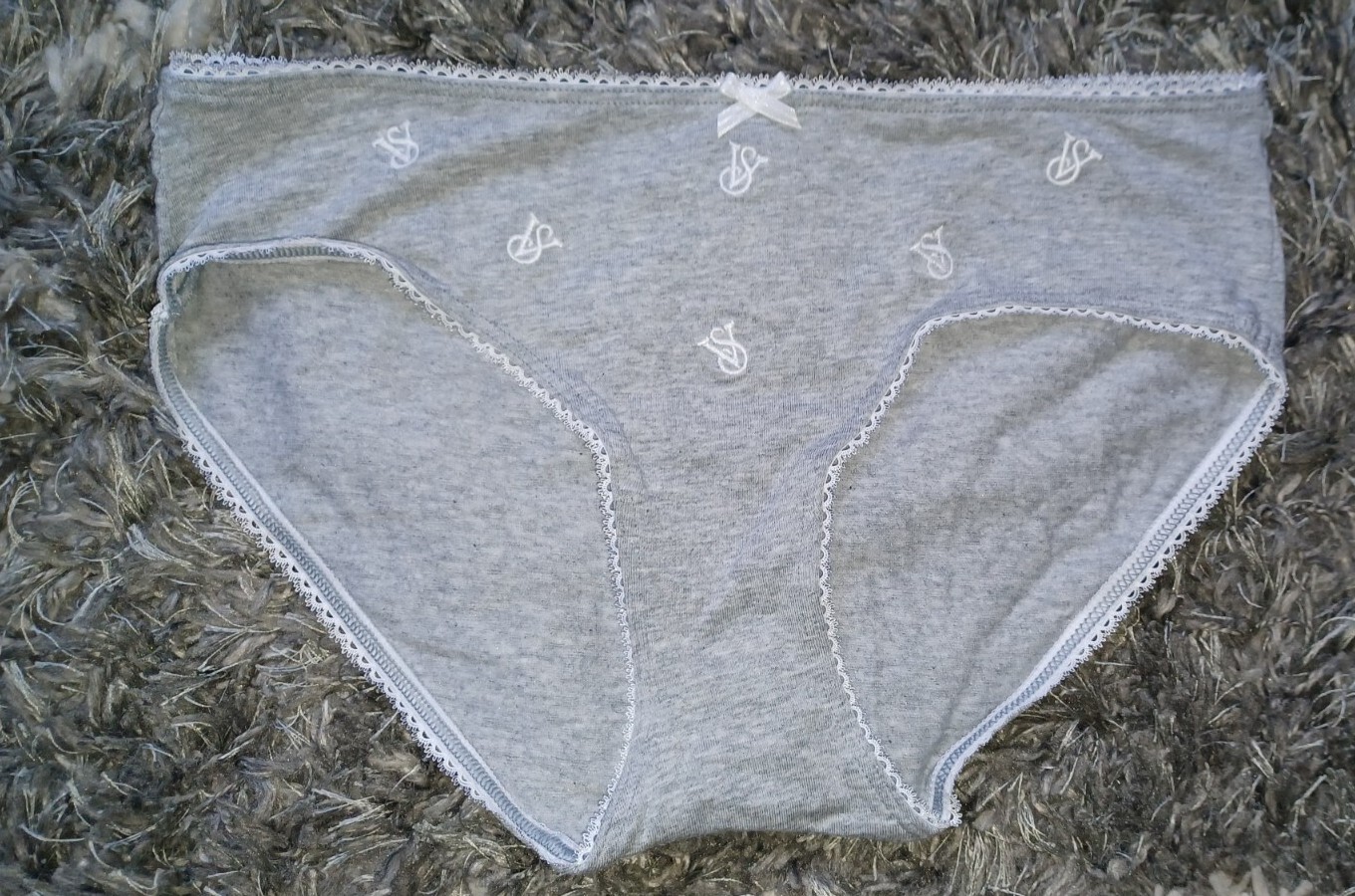 NeW Embroidered cotton hiphugger Panty Size small grey logo