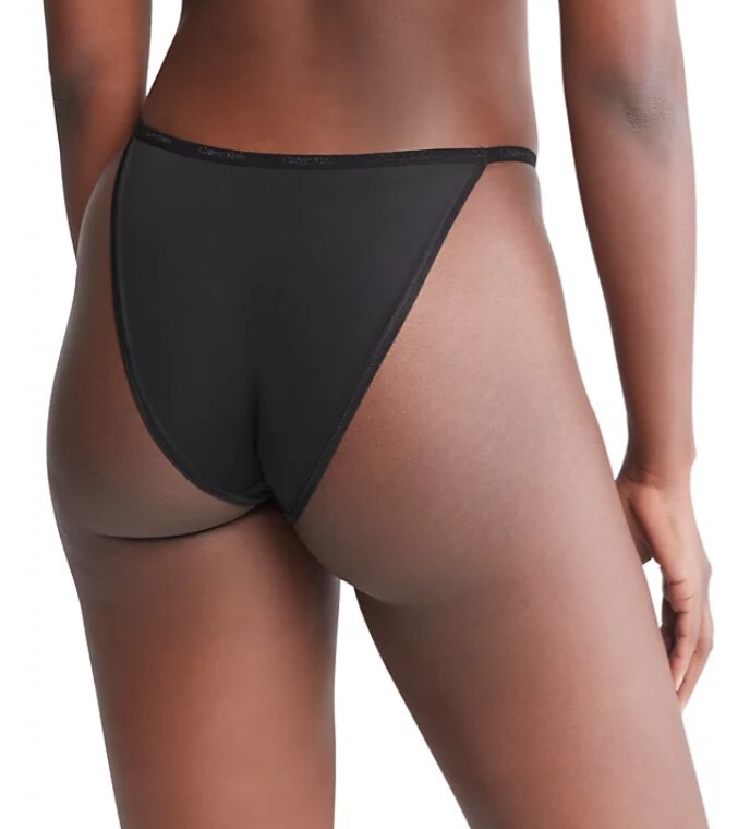 NWT Calvin Klein QD5176 “Ideal Micro” Mid-Rise Nylon Logo String Bikini, Teal