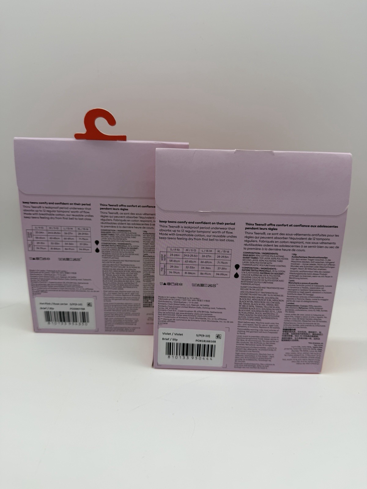 2 Pack THINX Teens Period Brief Underwear Sz S / 9-10 Super Absorbency Pink Blue