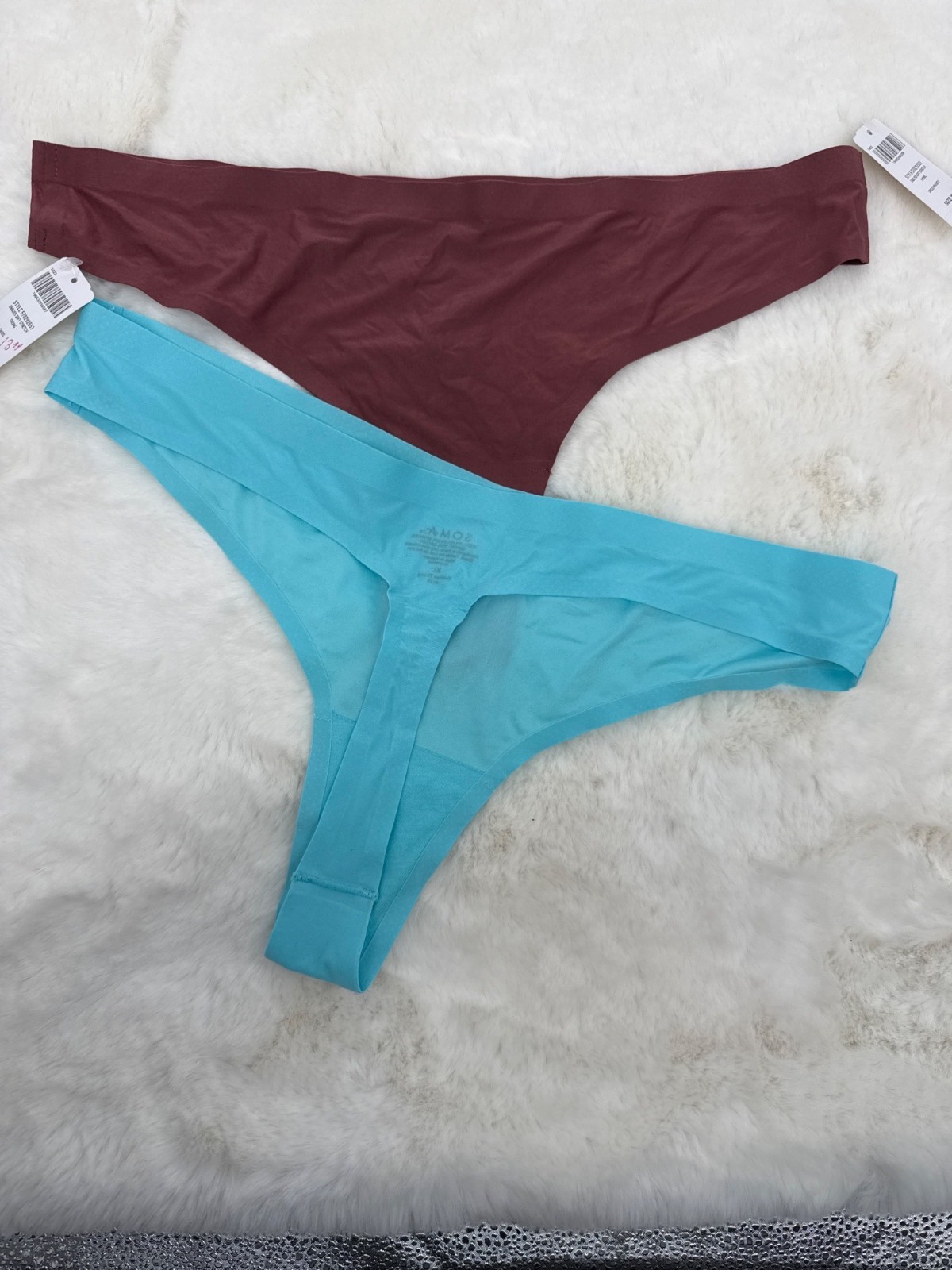 SOMA Embliss XL Soft Stretch Thong Panty Blue & Dusty Rose NEW X-Large 2 pair