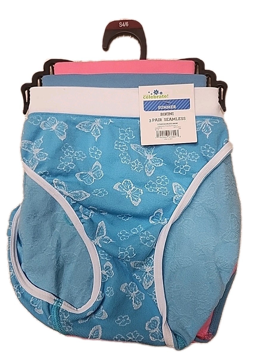 NWT Way To Celebrate 3-Pack Seamless Bikini Panties Size Small Multicolor