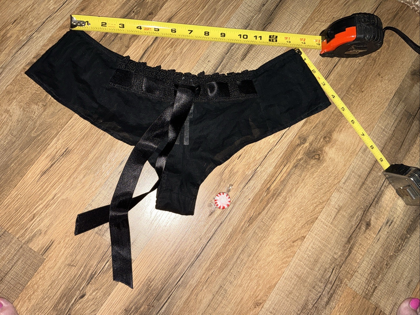 NWT Intimissimi BLACK Floral Front Ribbon ACC’T Bikini COTTON Panties US: Small