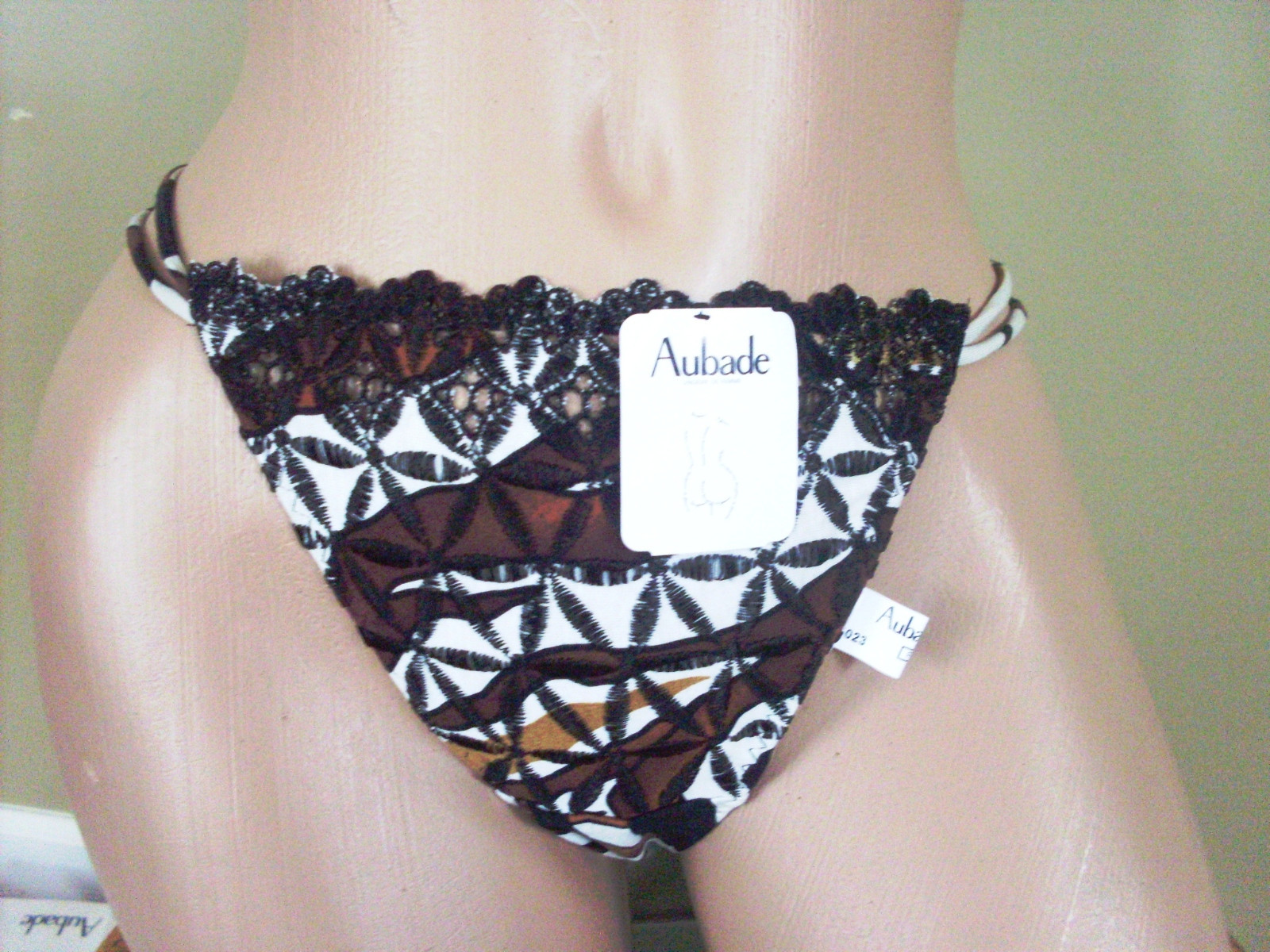 AUBADE medium (s-med) E 40 French 3 ~ UNIQUE ~ safari MULTI COLOR cotton STRING