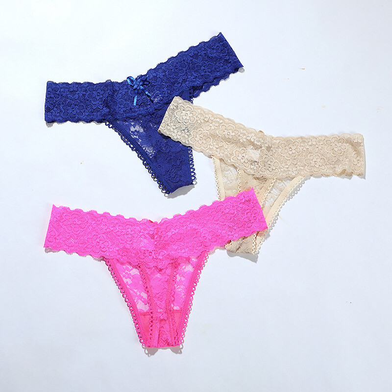 4 Pack Lot Sexy Womens See Through Lace Panties Thong Gstring Underwear Lingerie