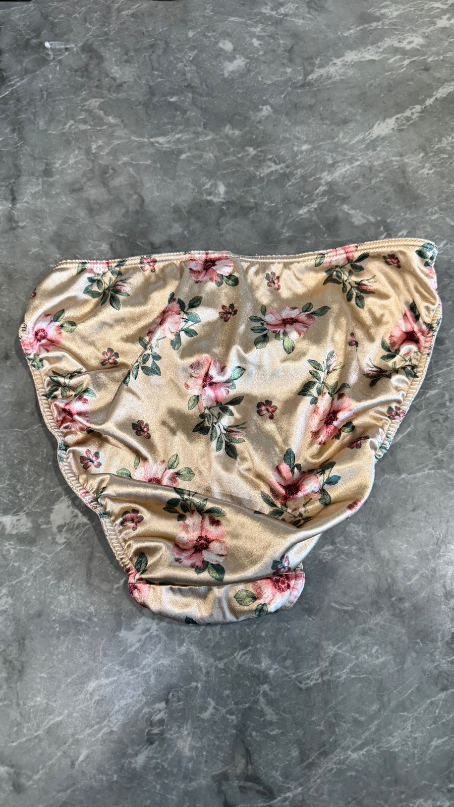 Satin Sissy Floral True VTG Victoria Secret Second Skin Panties Signature SzL
