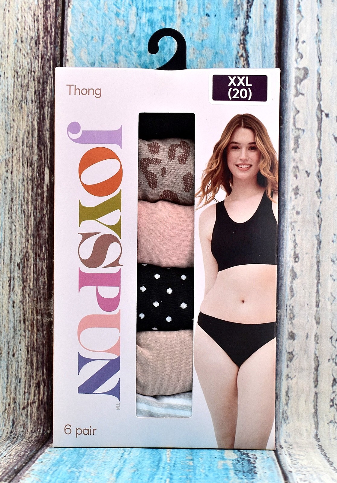 Women’s Joyspun Cotton Thong Underwear (6 Pair) L, 2XL Multicolor 01 NEW BOX