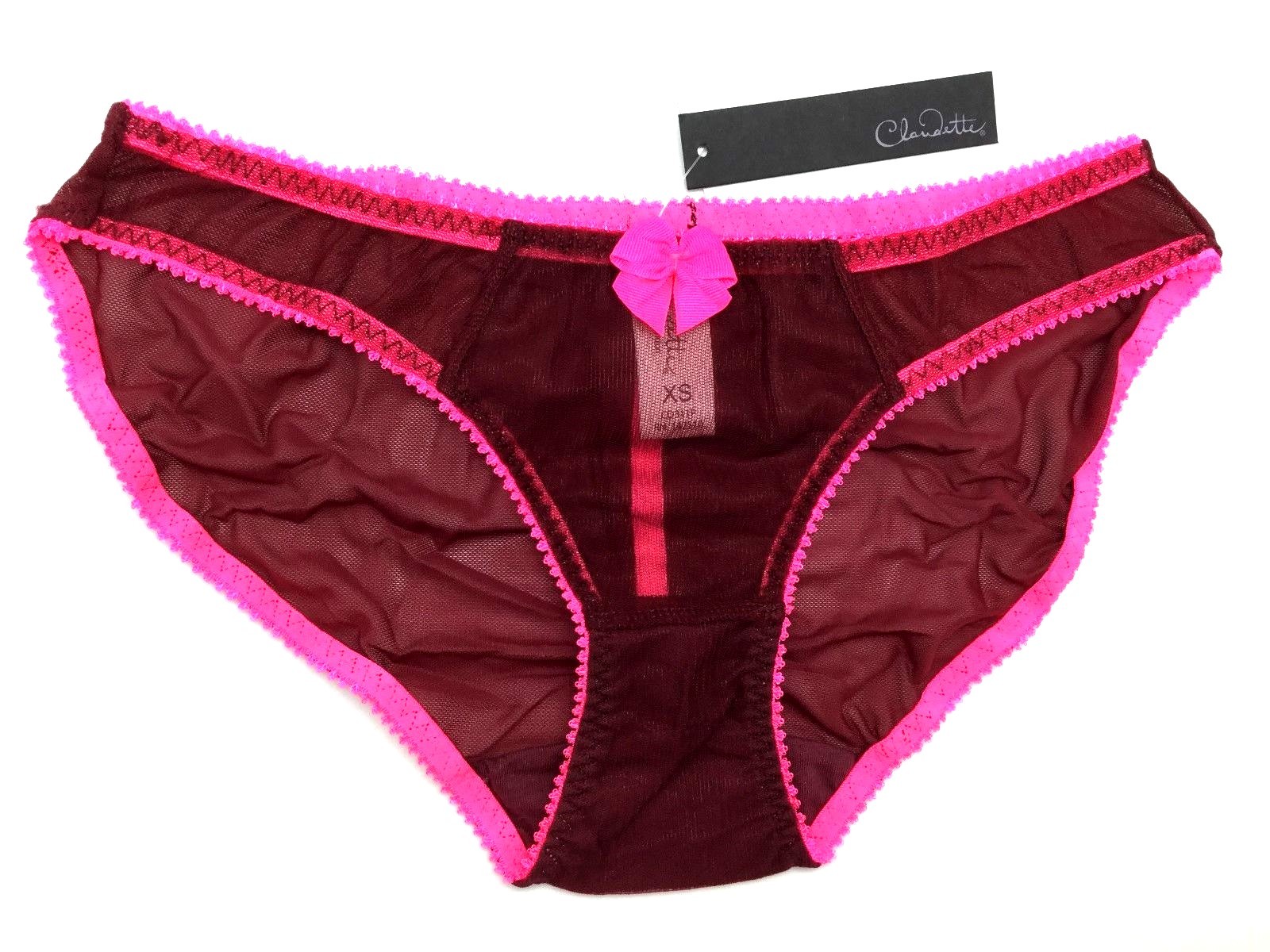 Claudette Dessous Mesh Bikini Panty Brief Lingerie Panties Rouge Noir Elsa Pink